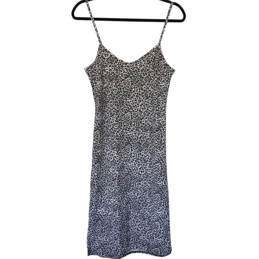 PrettyLittleThing Animal Print Cami Dress With Side Slits Sleeveless Size 6